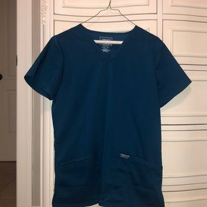 Cherokee Caribbean Blue Scrub Top